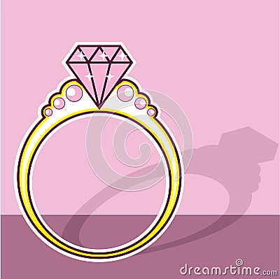 Pink Diamond Ring Vector Illustration