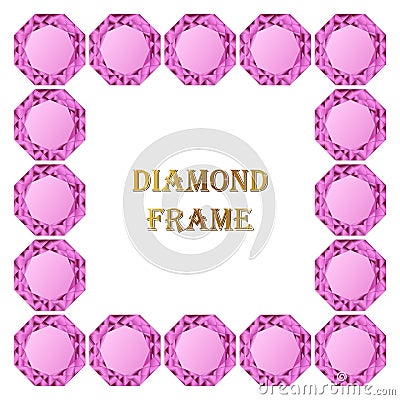 Pink diamond square frame Vector Illustration