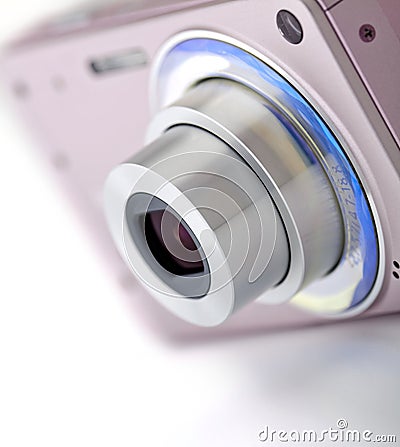Pink digital compact camera Stock Photo