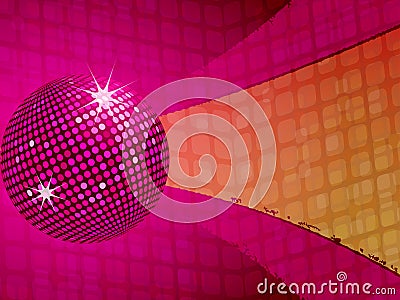 Pink disco ball funky background Vector Illustration