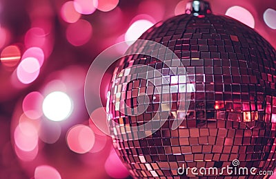 pink disco ball in vintage style, Stock Photo