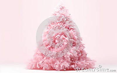 Pink doll style fluffy Christmas tree Stock Photo