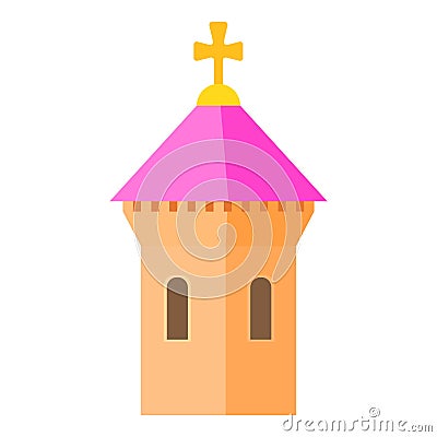 Pink dome of church icon, cartoon style Vector Illustration