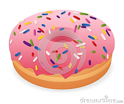 Pink donut Vector Illustration