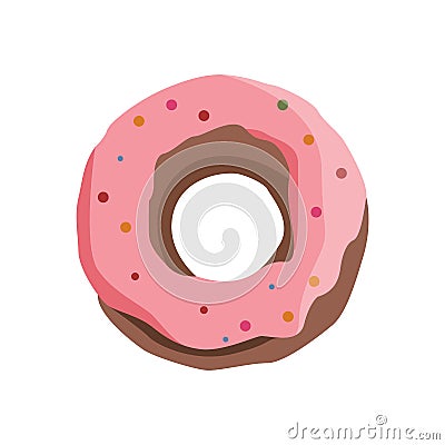 Pink donut bakery, sweets illustration Vector Illustration