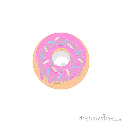 Pink Donut flat icon Vector Illustration