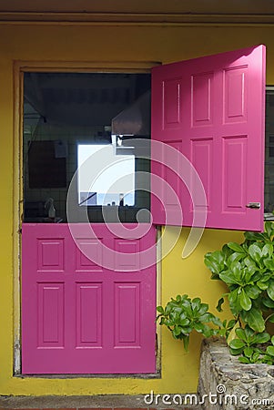 Pink Door Stock Photo