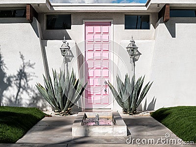 Pink Door House Stock Photo