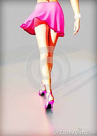 Pink dress and high heels Stock Photo