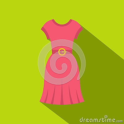 Pink dress icon, flat style Vector Illustration