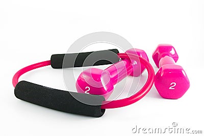 Pink dumbbells Stock Photo