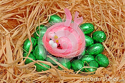 Pink Easter birds Stock Photo