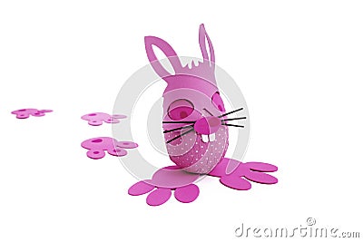 Pink Easter bunny egg and tracks Stock Photo