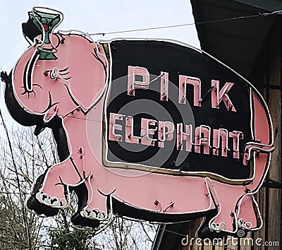 Pink Elephant Bar Sign Monte Rio California Editorial Stock Photo