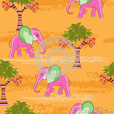 Pink elephant Vector Illustration