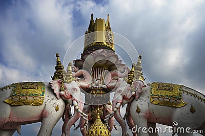 Pink elephant statue next to Grand Palace in Bangkok Thailand as religion culture Asia buddhist symbol Stock Photo