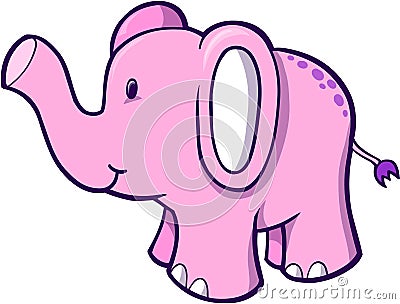 Pink Elephant Vector Vector Illustration