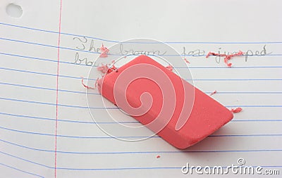 Pink eraser. Stock Photo