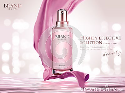 Pink essence spray ads Vector Illustration