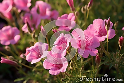 Pink Evening Primrose flowers Stock Photo