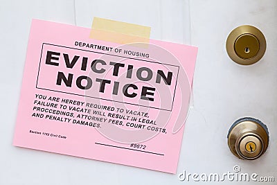 Eviction Notice on Door Stock Photo