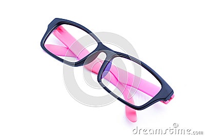 Pink Eyeglasses Isolated Stock Photo