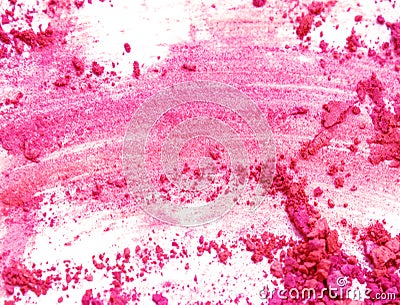 Pink eyeshadow crushed on white close up for background. Stock Photo