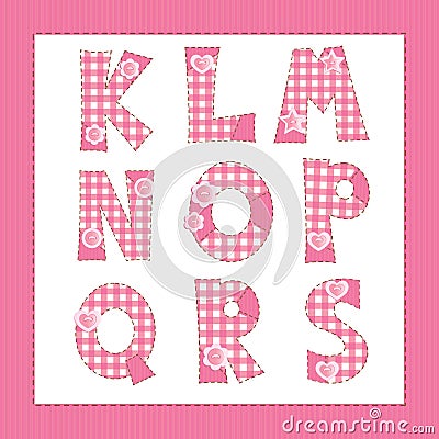 Pink fabric alphabet. Vector Illustration