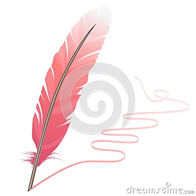 Pink feather Vector Illustration