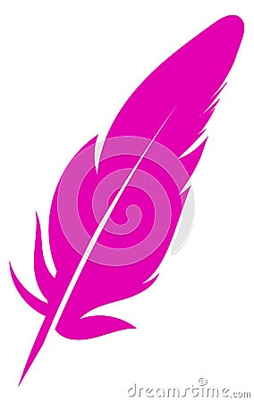 Pink feather icon. Vintage ink writing symbol Vector Illustration