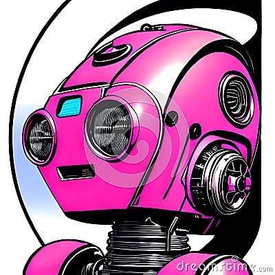 Pink female humanoid robot Stock Photo