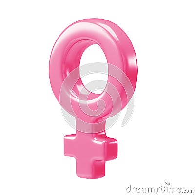 Pink female sex symbol 3d icon. 3d rendering gender woman symbol isolated transparent png background Stock Photo