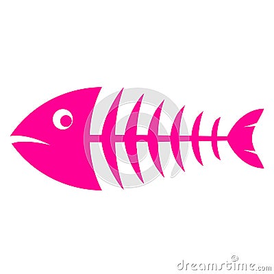 Pink fishbone vector icon Vector Illustration