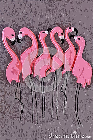 Pink flamingo on gray background close up Stock Photo