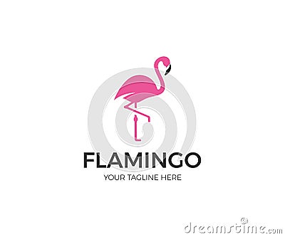 Pink Flamingo Logo Template. Bird Vector Design Vector Illustration