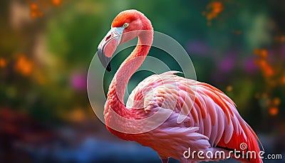 Pink flamingo for photo stock , blure background Stock Photo