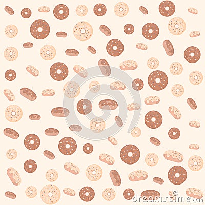 Pink flat donuts on white background.3d donut pattern for print design. Vector illustration print Vector Illustration