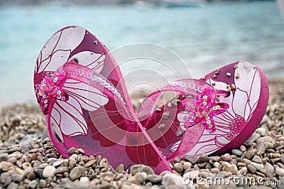 Pink flip flops Stock Photo