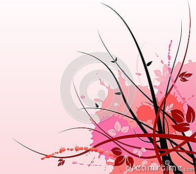 Pink Floral Art Background Vector Illustration