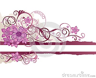 Pink floral border Vector Illustration