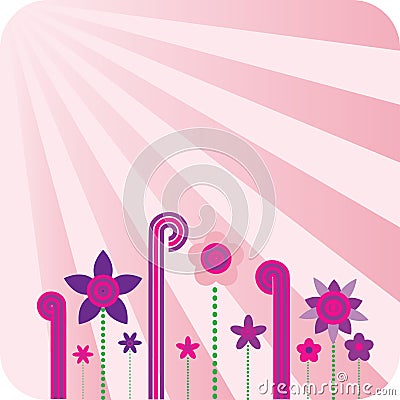 Pink floral retro wallpaper Vector Illustration