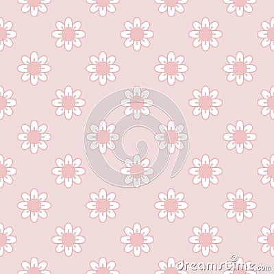 Pink floral seamless pattern on pink background vector. Punchy pastel color, minimalist style. Stock Photo