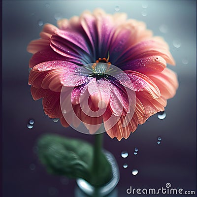 A Pink Flower Placed in a Glass Vase, Radiating Grace and Beauty Stock Photo