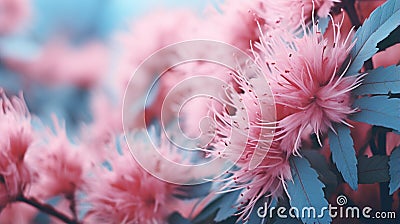 pink flowers blossom on blue leaf. Stock Photo