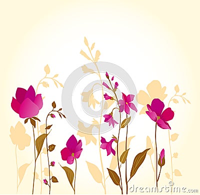 Pink flowers_golden Stock Photo