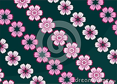 Pink flowers ornament background Vector Illustration