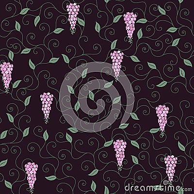 Pink Flowers Pattern. Vector Illustration