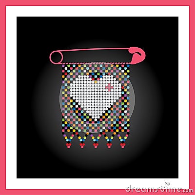 Pink framed print of heart on zulu love letter Vector Illustration