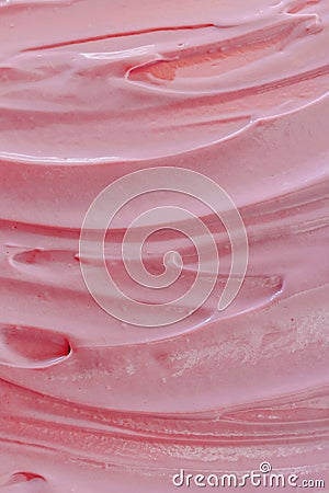 Pink frosting close-up, sweet whipped cream texture Stock Photo