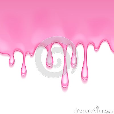 Pink frosting dripping background. Liquid flow. Vector Illustration